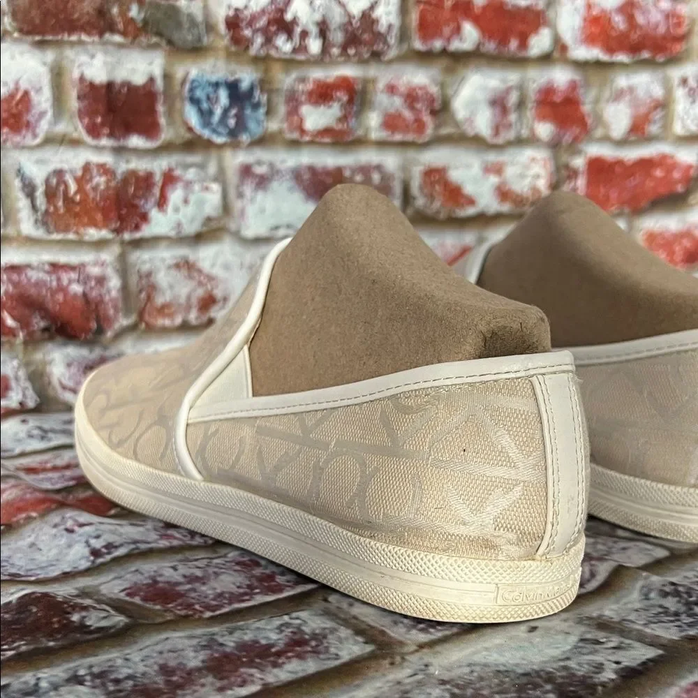 * Calvin Klein Cream Slip-On Sneakers